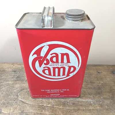 Vintage Van Camp Hardware & Iron Gas Can Indianapolis Red Metal Gasoline Lid • $68.99