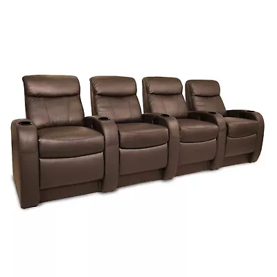 Seatcraft Rialto Row Of 4 Backrow Brown Leather 7000 Manual Recline • $2350