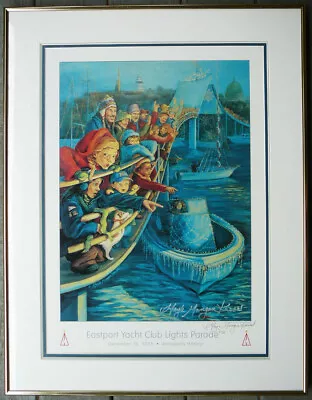 2005 Eastport Yacht Club Annapolis Lights Parade Poster Framed Matted Signed • $37.98