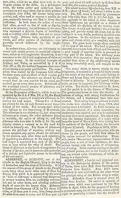 Cutting (part Page 407) From 1880 National Encyclopaedia- Alderney  Or Aurigny   • £2.99