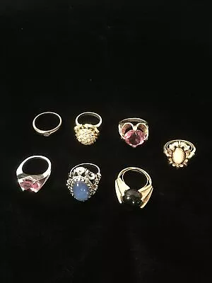 Rings Lot Of 7  One Marked Sterling One Is Marked 925 One I Avon Rest Unmarked • $9.99