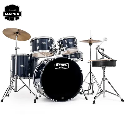 Mapex RB5294FTCYB Rebel 5-Piece Drum Set W/ Hardware & Cymbals Royal Blue • $489