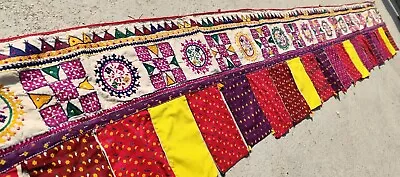 107  X 15.5  Old Boho Rabari Banjara Kuchi Mirror Embroidery Tapestry Trim/toran • $0.99