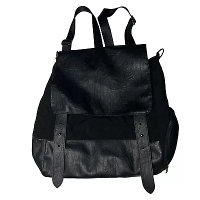 Lucy Active Nappa Canvas Like Black Backpack Convertible Crossbody Satchel Bag • $29.88