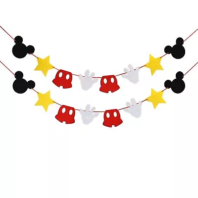 Mickey Mouse Themed Felt Garland Birthday Party Banner Decoration Supplies • $20.62