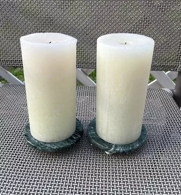 Pair Of Green Marble Votive Candle Holder Bases • $14