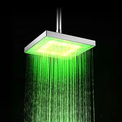 LED Shower Head 7 Colors Rainfall Square Bathroom Overheld Shower Heads 8 Inch • $20.99