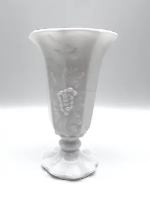 Westmoreland Paneled Grape White Milk Glass Vase Footed 5 7/8  Vintage Embossed • $8.99