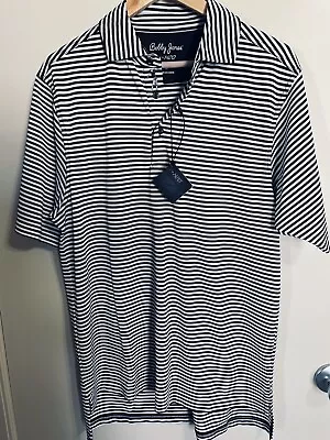 Bobby Jones X-H20 Men's M Polo Shirt Black White Stripe Golf Short Sleeve New • $17.60