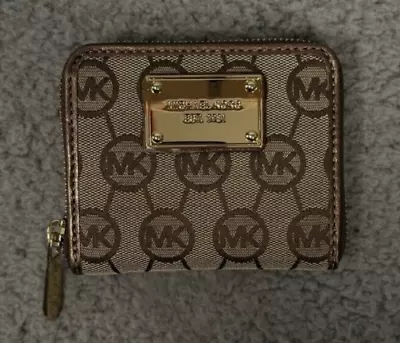 Michael Kors Monogram Jacquard Women's Small Card Wallet Zip Around New With Tag • $38.99