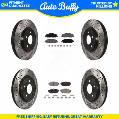 Front Rear Coated Drilled Slot Disc Brake Rotor Ceramic Pad Kit For Ford Mustang • $224.95