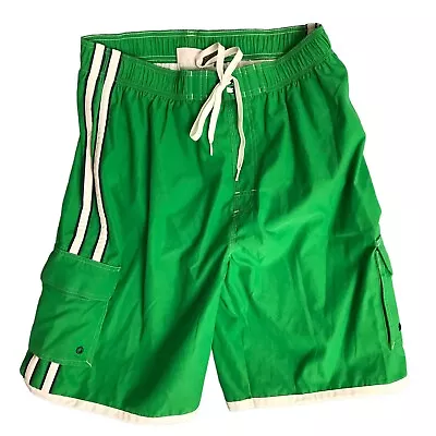 VTG Urban Pipeline UP Long Shorts Mens L Green Cargo Classic Length Pockets Line • $13.59