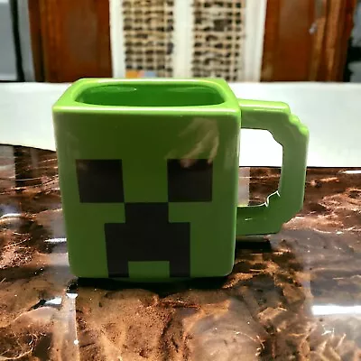 Original MINECRAFT Creeper Face Coffee Tea Mug Cup Ceramic Black Green 8oz • $8.99