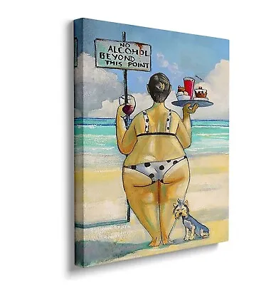 Bathroom Beach Canvas Wall Art - No Alcohol Beyond This Point Beach Wall Art • $19.99
