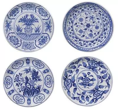 Andrea By Sadek 8.75  Blue Ware Plates 20969 Set 4 Asst Porcelain China NIB • $84.99