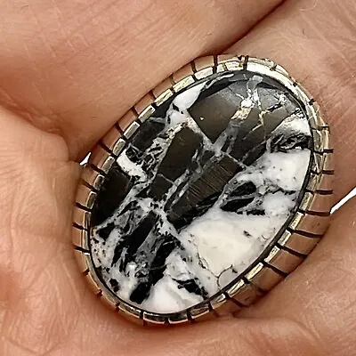 Navajo White Buffalo Turquoise Men Ring Sz 13 Sterling By Trevor Jack 24.2grams • $161.94