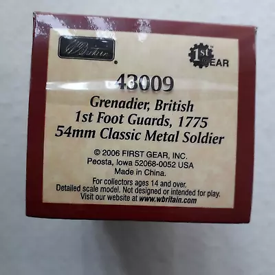 W Britain 43009 54mm Metal Soldier - Grenadier British 1st Foot Guards 1775 • £21.50