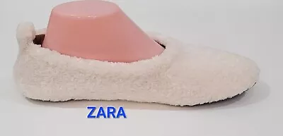 $22.99 • Buy Zara Faux Fur Soft Ballet Flat Slippers Ecru White Sz.EU-39 US-7,5-8