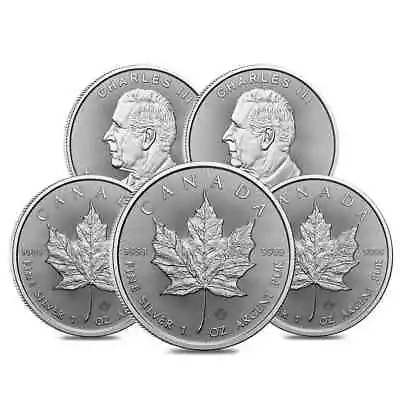 Lot Of 5 - 2024 1 Oz Canadian Silver Maple Leaf Coin BU • $159.60