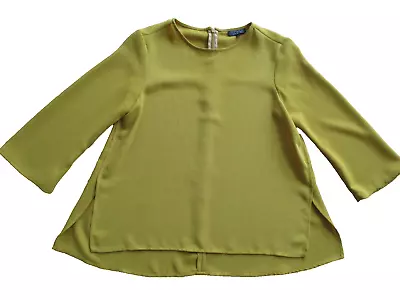 Ladies Girls Topshop Mustard Yellow 3/4 Sleeves Loose Fit Top Size 6 • £0.99