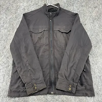 Prana Jacket Mens XL Black Full Zip Lined Logo Utility Pocket Bomber Coat • $17.98