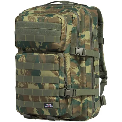 TAC MAVEN Assault Backpack Large Hiking Tactical Army Outdoor Greek Lizard Camo • £45.95