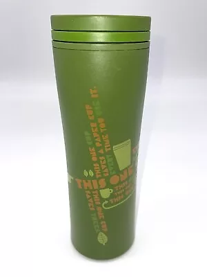 Starbucks 2010 THIS ONE CUP Green Eco Travel Coffee Cup Tumbler 20 Oz Recycle • $12.95