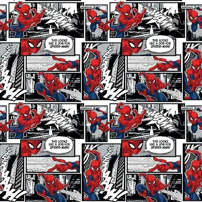 Marvel Spiderman - Comic Panels - Cotton Fabric Material • £7.95
