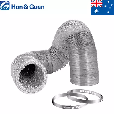 Hon&Guan 4/6 Inch Aluminium Ducting Flexible Pipe Hose Exhaust Duct Inline Fan • $18.04