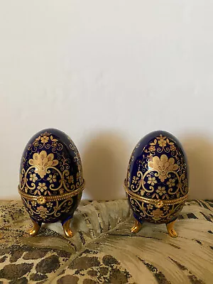 Old Mini Faberge Footed Eggs Set Of 2 • $60