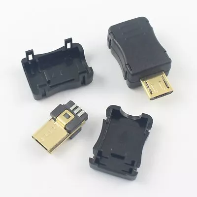 5Pcs Micro USB 5 Pin Male Connector 5P Gold Plated Jack Plug Socket With Cover • $1.82