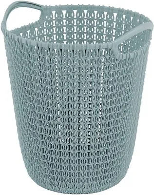 CURVER Knit Waste Paper Bin Misty Blue 7L . 23.1 X 23.9 X 27.2 Cm • £7.99