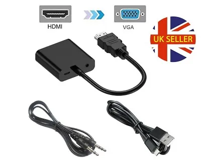 £4.45 • Buy HDMI Input To VGA Output Converter Adapter Cable Audio For 1080P TV PC Monitor
