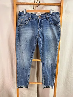 OneTeaspoon Jeans Womens 31 Denim Blue Raw Hem Zip • $29.95