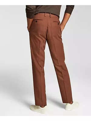 ALFANI Mens Dress Pants 30x30 Slim Fit Brown Solid Stretch Flat Front NWT $135 • $4.80