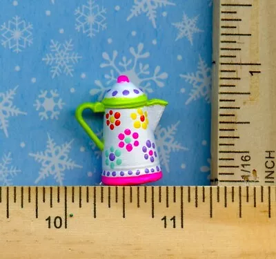 Dollhouse Miniature Hand Painted Coffee Pot By Sue Ayers  Flowers # 1 • $11.90