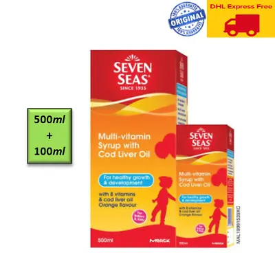 $68.60 • Buy Seven Seas Multivitamin Syrup With Cod Liver Oil (500ml +100ml) For Babies & Kid
