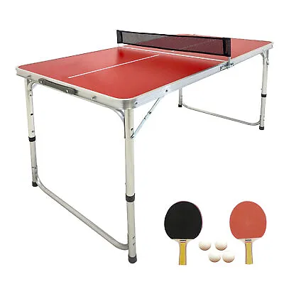 Mini Ping Pong Table - Table Size 4 Foot X 2 Foot – Legs 24”-28” Tall - RED • $86.39