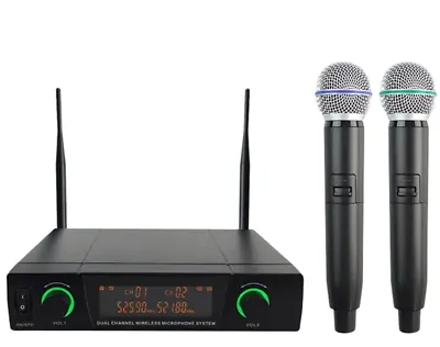 Twin Channel Wireless Microphone System UHF Digital Receiver Hard Carry Case MIC • $139