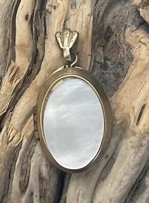 Vintage Locket Gold Filled W/ Mother Of Pearl Picture Locket Pendant • $49