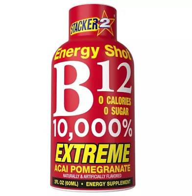 B12 Energy Shot 4 Count Stacker Acai Pomegranate Sealed Brand New 2 Oz • $1.47