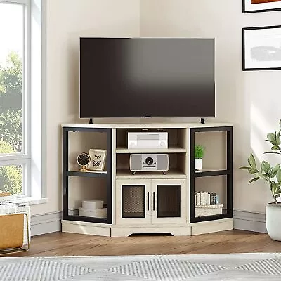 Corner TV Stand Cabinet W/ Power Outlets For TVs Up To 55/50 Inch Media Console • $116.98