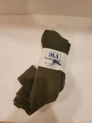 3 Pairs DLA TROOP SUPPORT Military Green Boot Sock Antimicrobial Silver Size XL • $10