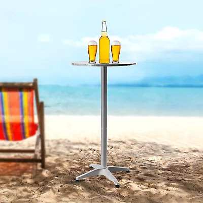 Sliver Adjustable Height Pub Bar Cocktail Table 360 Swivel Round W/Flip-up Table • $56.06