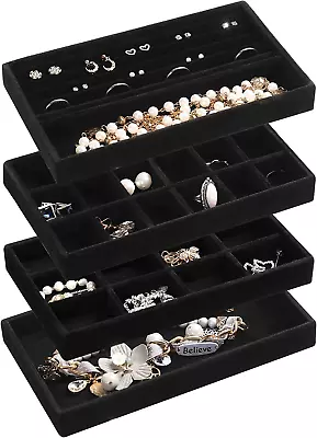 Jewelry Organizer TrayStackable Velvet Jewelry Trays Drawer Inserts Earring • $28.69