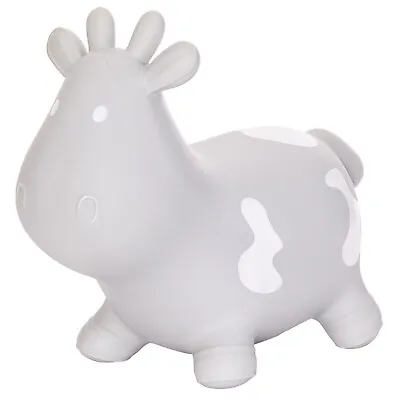 Hoppimals Space Hopper Rubber Jumping Grey Cow Inflatable With Pump Gift Toy HQ • £25.40