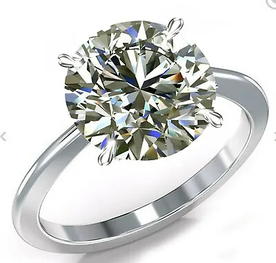 $617.70 • Buy 15.52 Ct Vvs1-/Huge Round Off White Moissanite Diamond Solitaire 925 Silver Ring