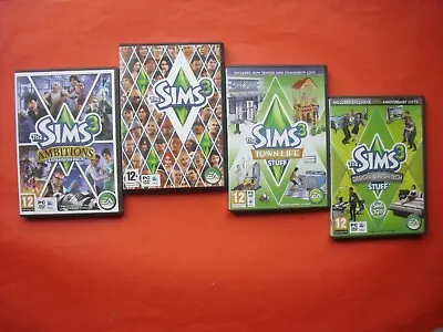 £14.95 • Buy The Sims 3 + Ambitions Expansion Pack + Design/High Tech + Town Life PC DVD 