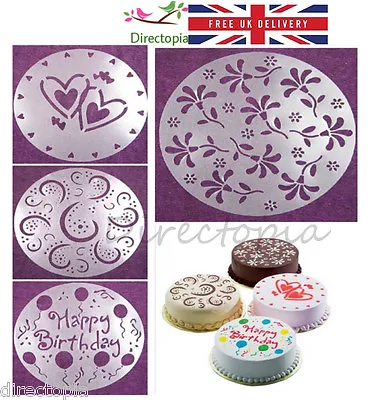 4 X Large Cake Stencils Birthday Decorating Stencil Valentine Wedding Reusable • £4.50