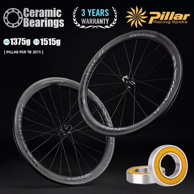 $354.99 • Buy 700C Road Bike Wheels V Brake Tubeless Clincher Wheelset 40/50mm 1423/2015 Spoke